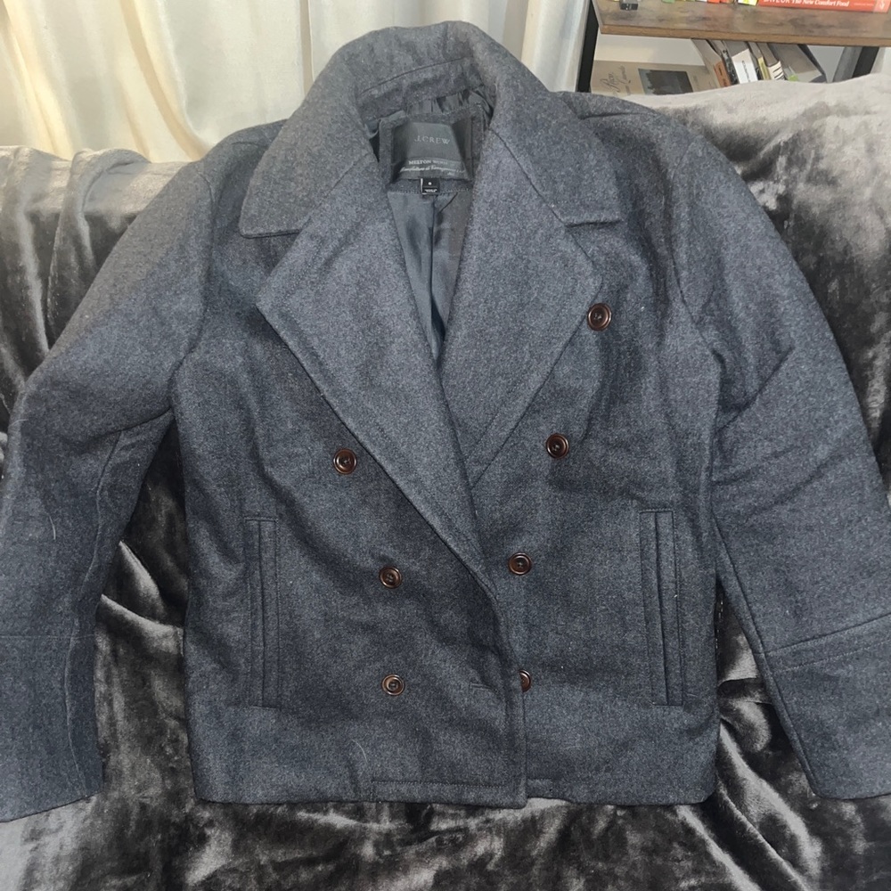 J Crew women charcoal grey pea coat
